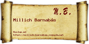 Millich Barnabás névjegykártya